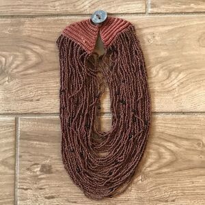 Vintage Tribal￼ Brown Naga Bead Necklace, India Quarter Coin Closure